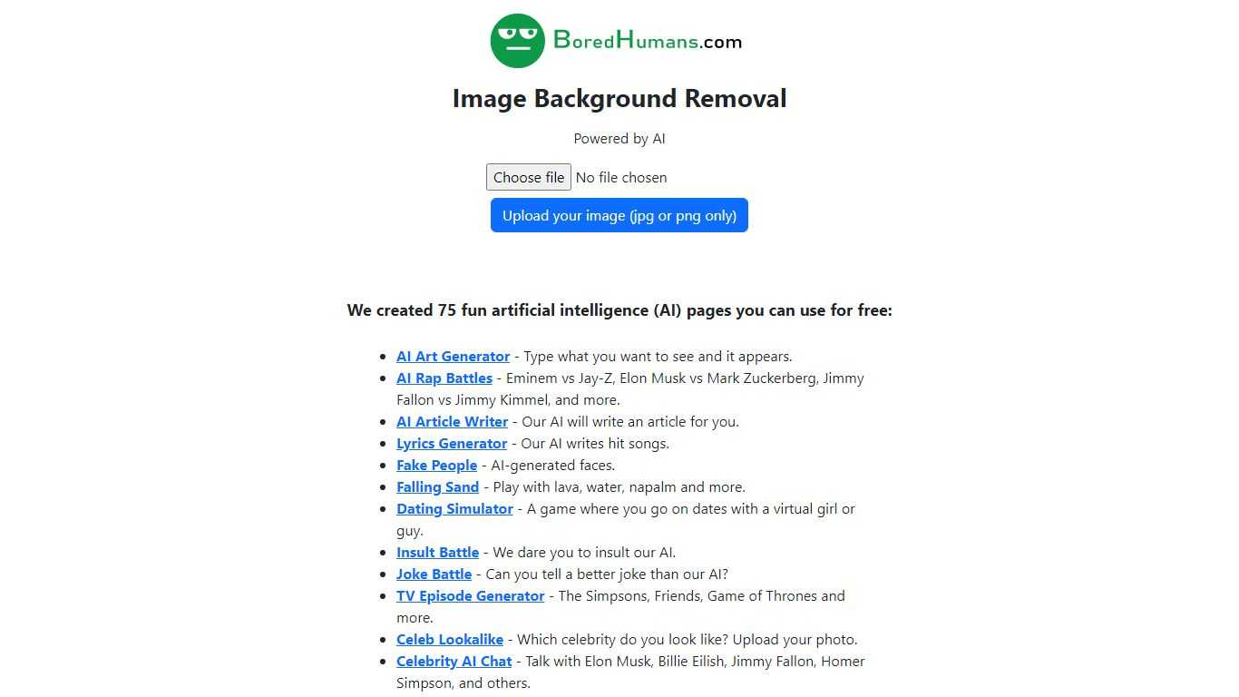 BoredHumans Image Background Removal