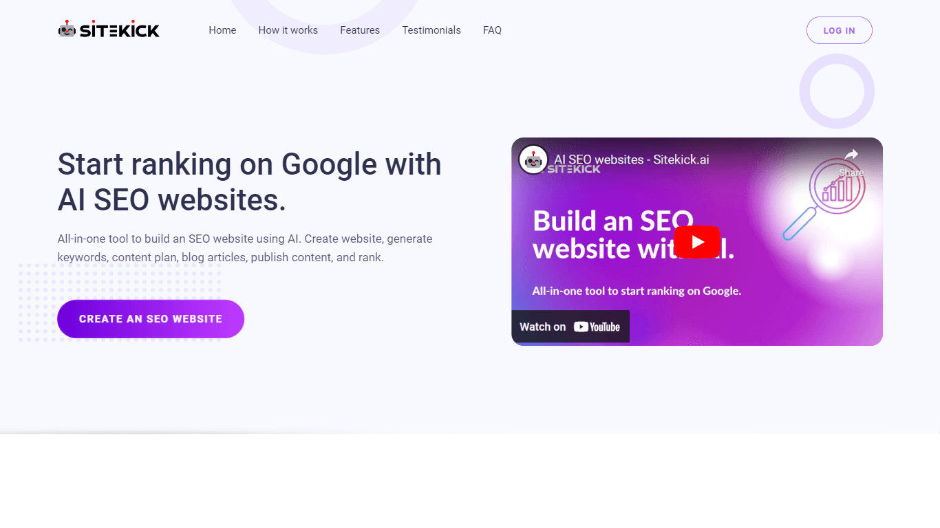 AI SEO website - Sitekick